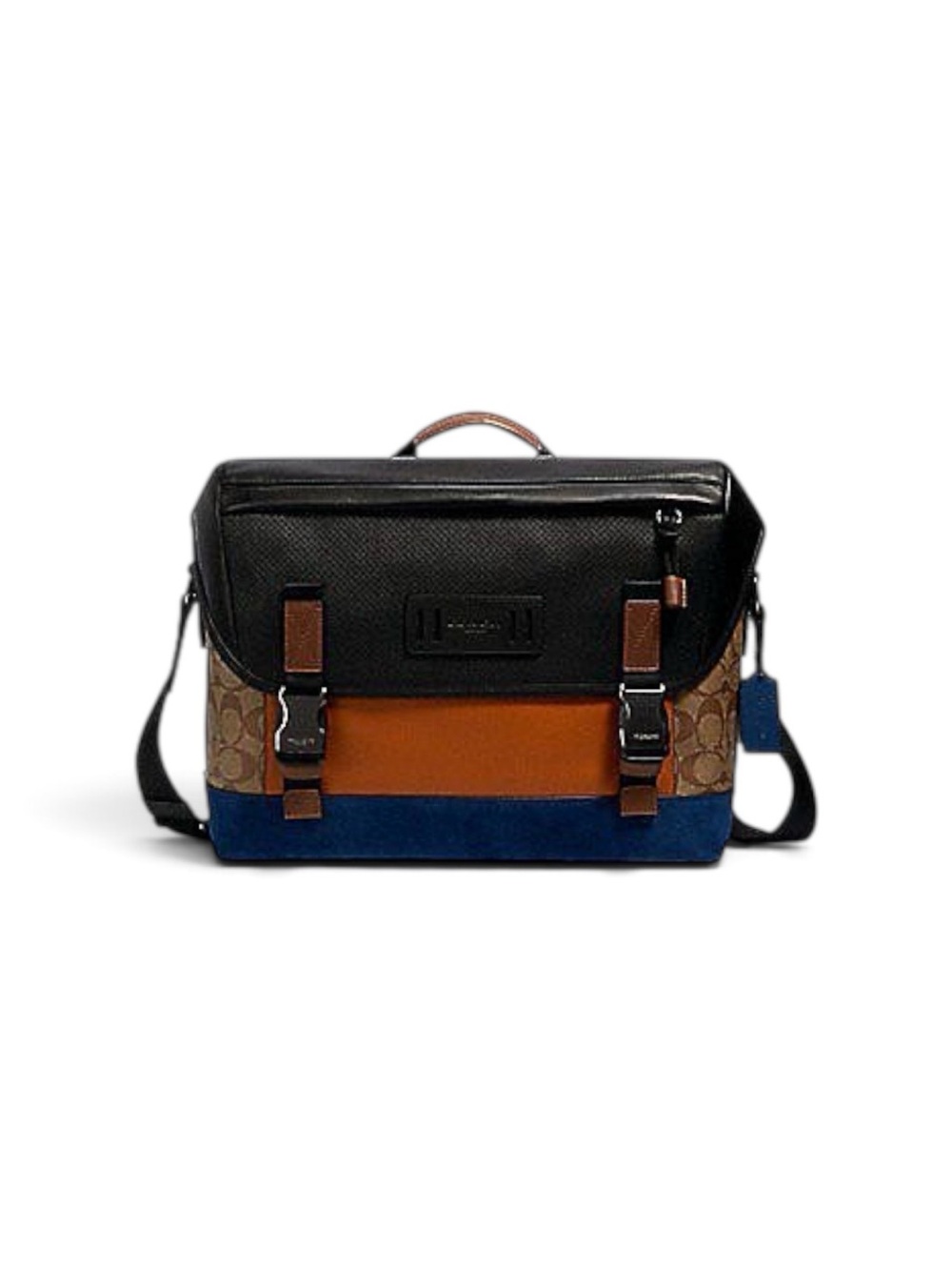 COACH Track Messenger bag in Tan Blue Colorblock Signature Canvas